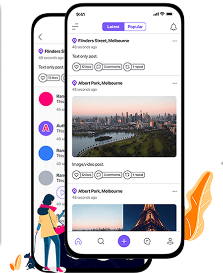 Get insights into the latest happenings and connect with <br>people of similar interests in your vicinity with complete <br>anonymity.